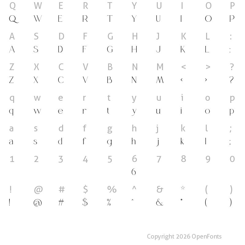 Character Map of Queensila Regular