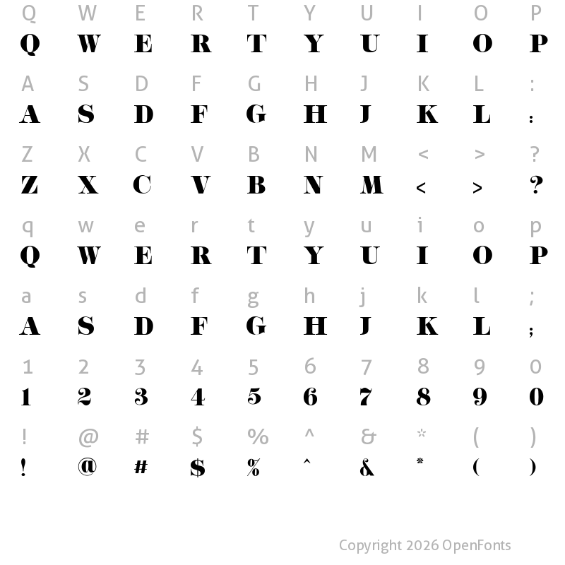 Character Map of Quenos Regular