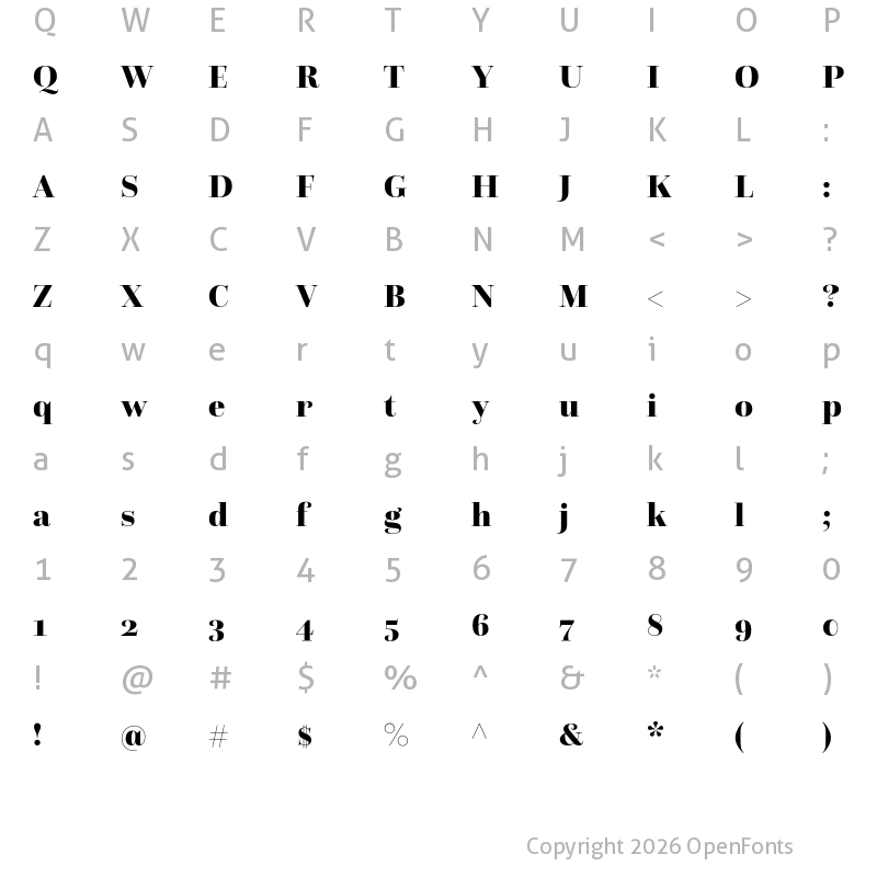 Character Map of Questa Grande Black