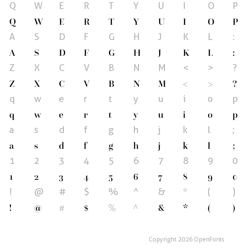 Character Map of Questa Grande Medium