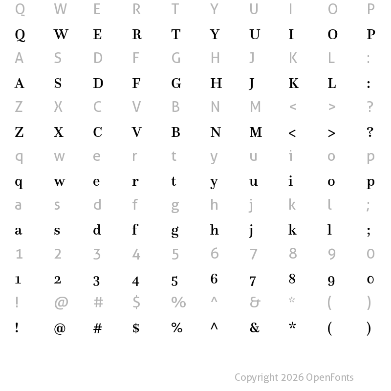Character Map of Questa Medium