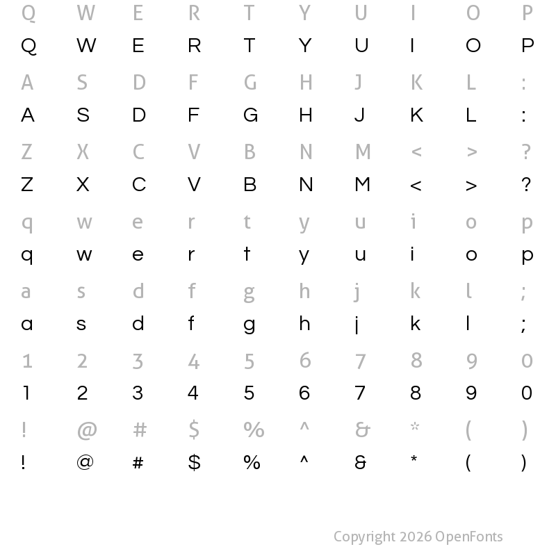 Character Map of Questrial Regular
