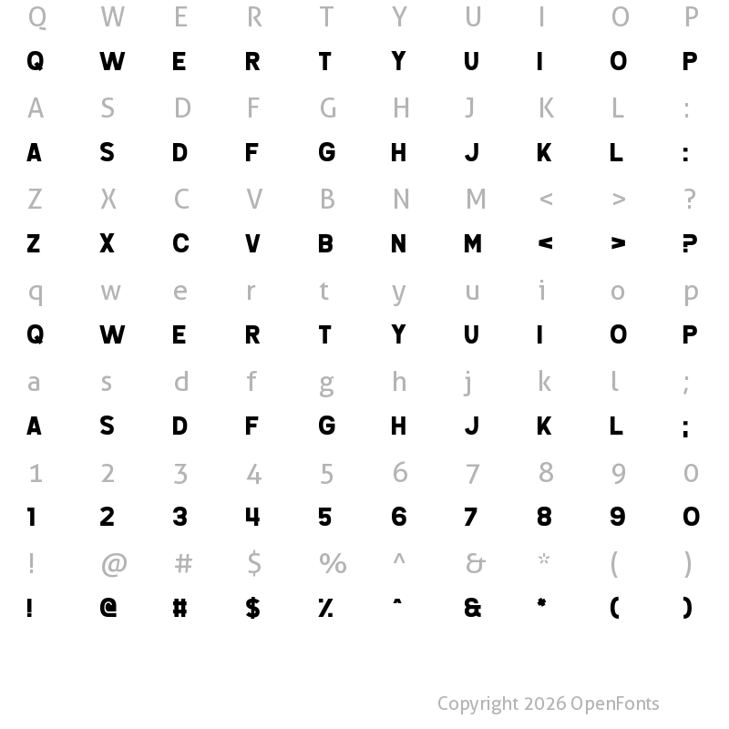 Character Map of Questrian 2 Regular