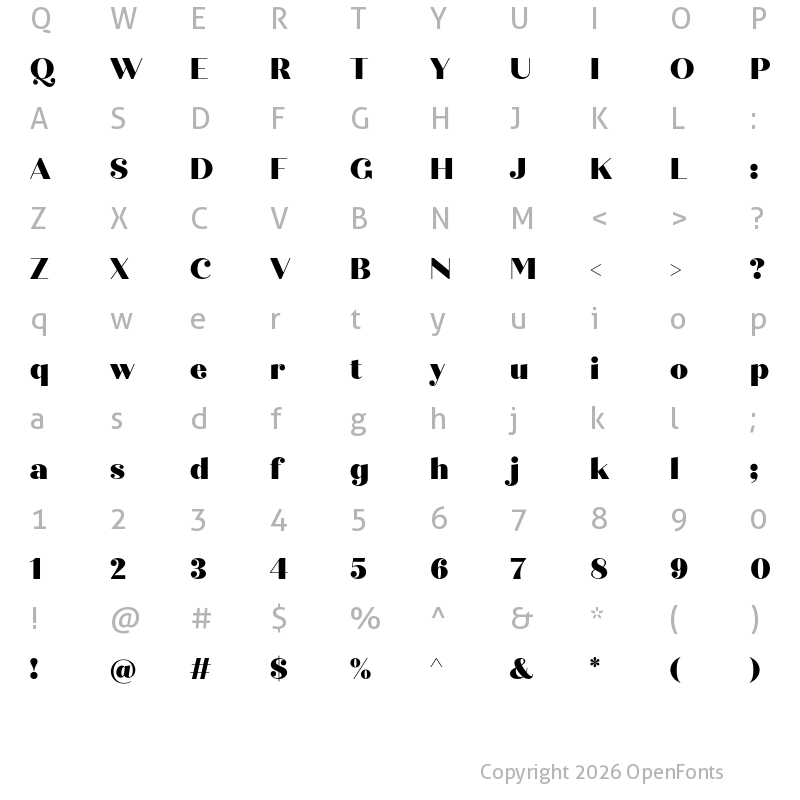 Character Map of Quiche Display Black