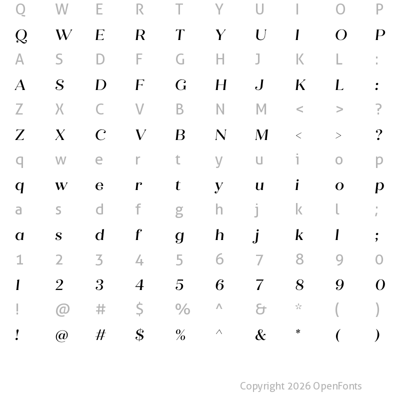 Character Map of Quiche Flare Medium Italic
