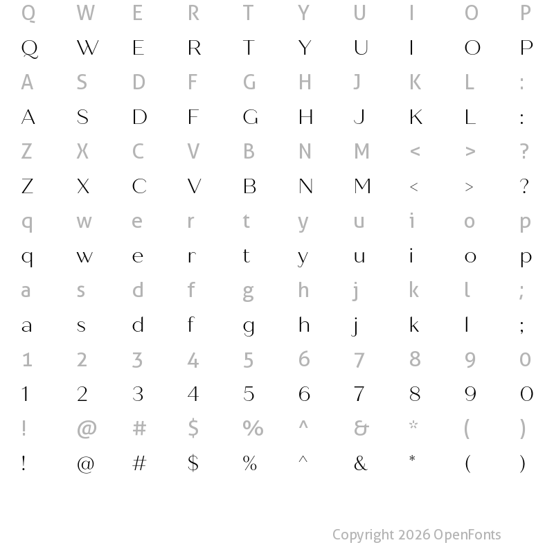 Character Map of Quiche Sans Light