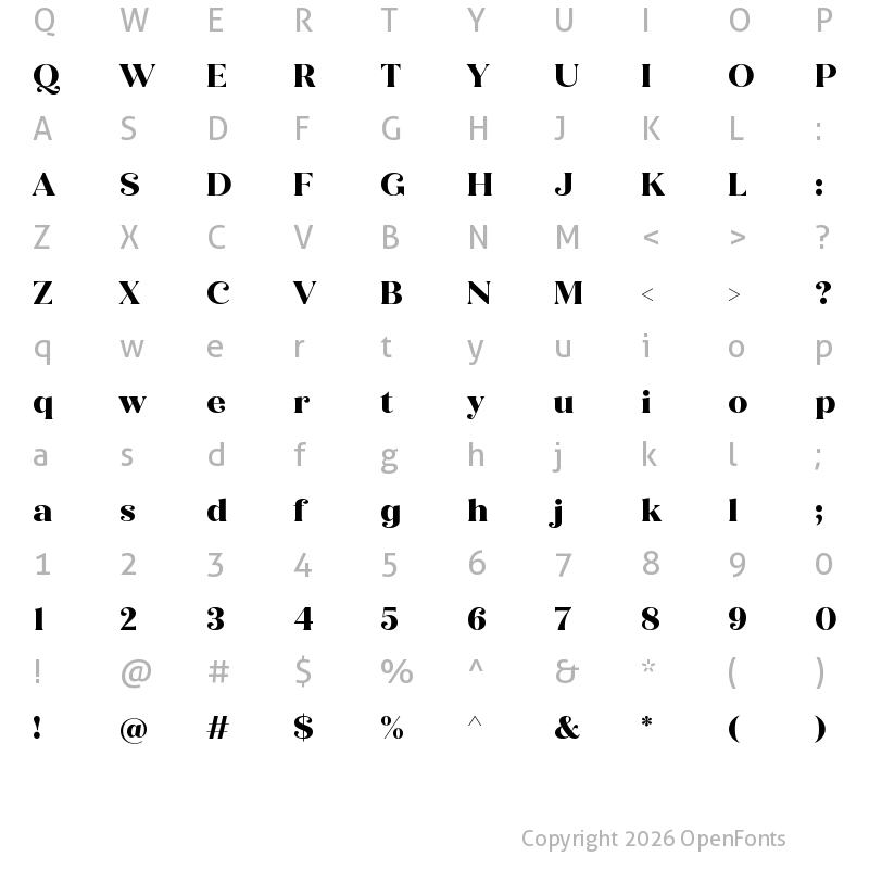 Character Map of QuicheFlare-ExtraBold Regular