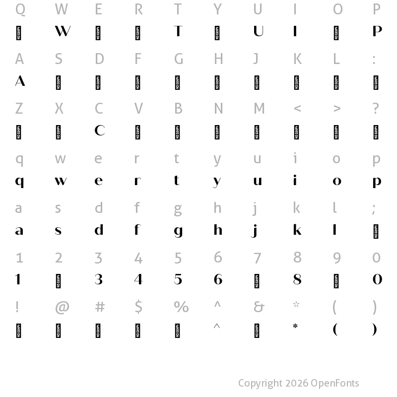 Character Map of QuicheSans-Bold ?