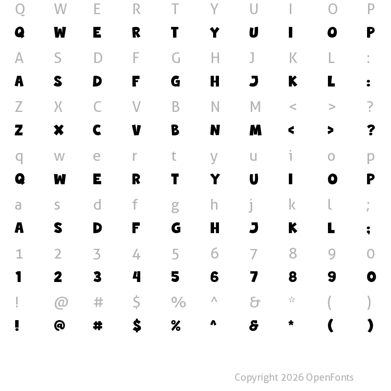 Character Map of Quick Zap Regular