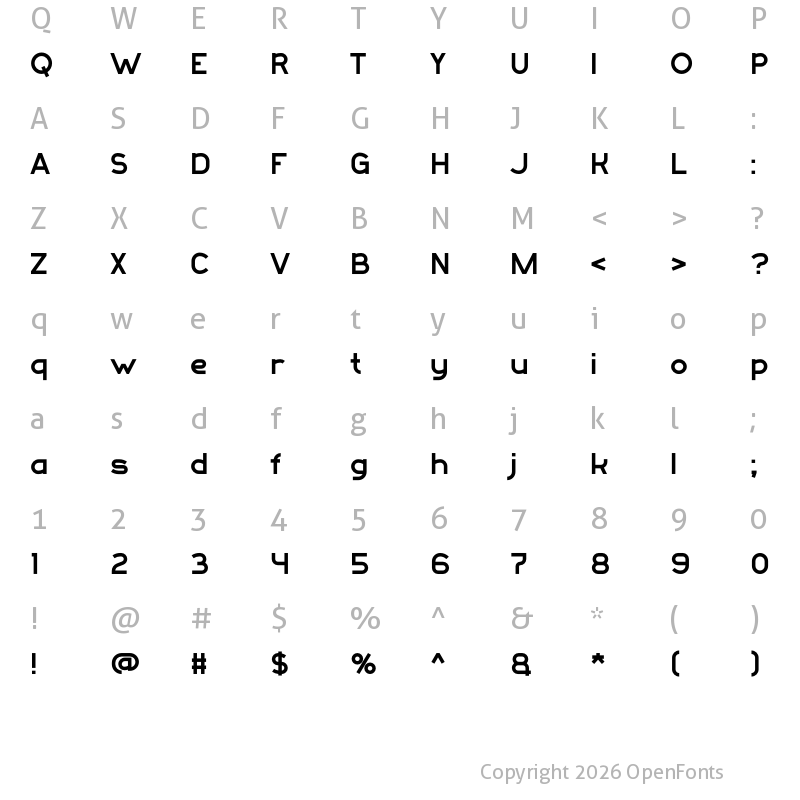 Character Map of QUICK-ZIP Regular