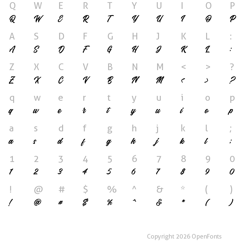 Character Map of Quicken Demo Regular