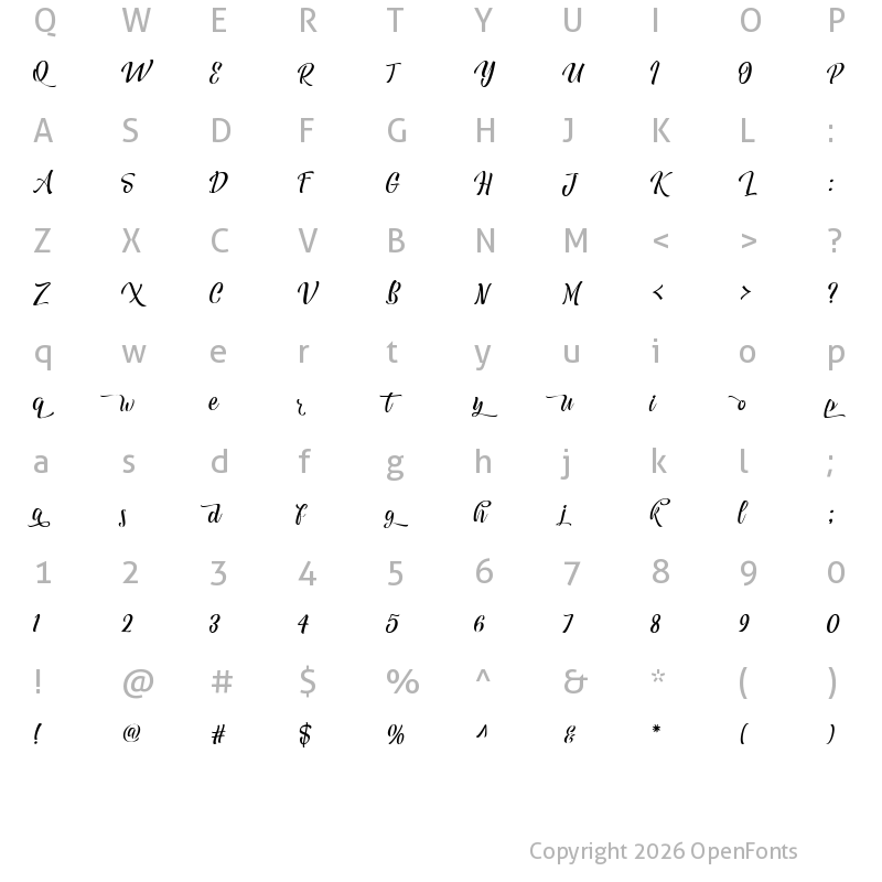 Character Map of Quickers Regular