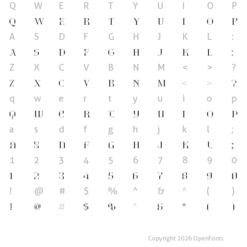 Character Map of QUICKNITY Regular
