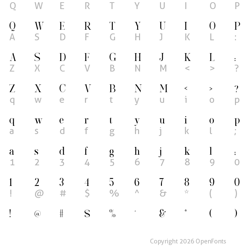 Character Map of Quicks sweet love Regular