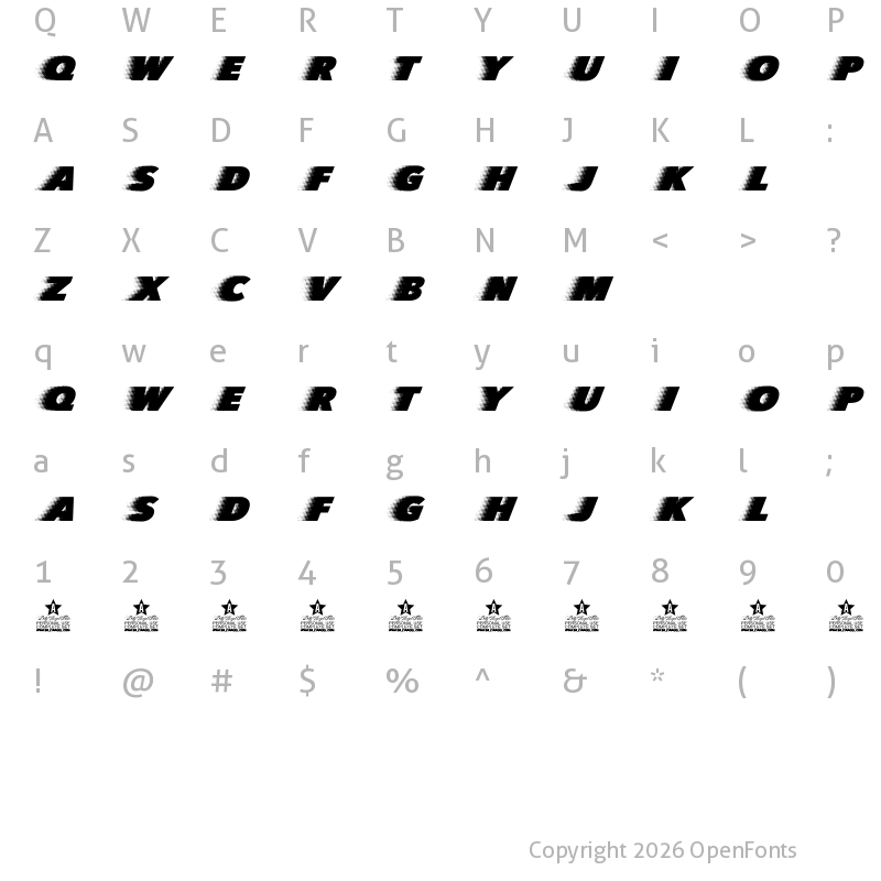 Character Map of QUICKSILVER CLEAN FAST Regular