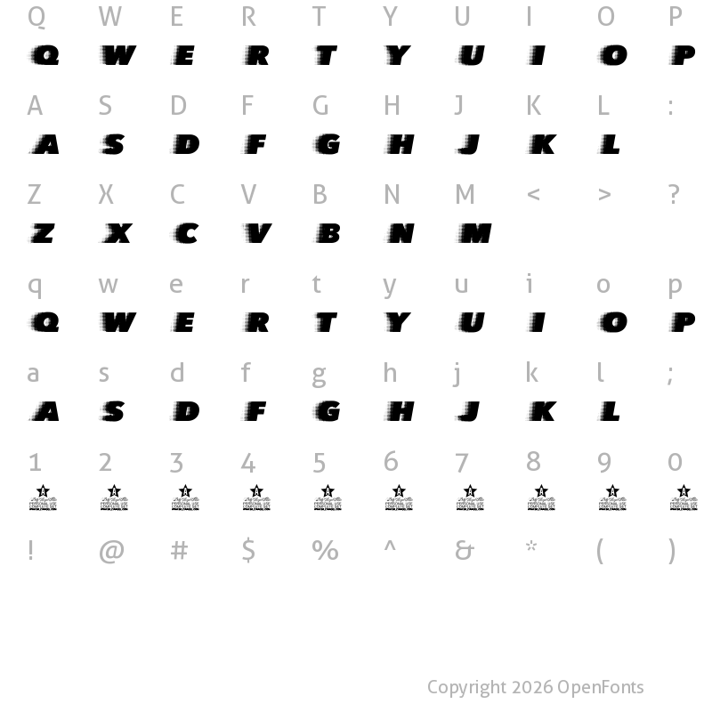 Character Map of QUICKSILVER CLEAN Regular