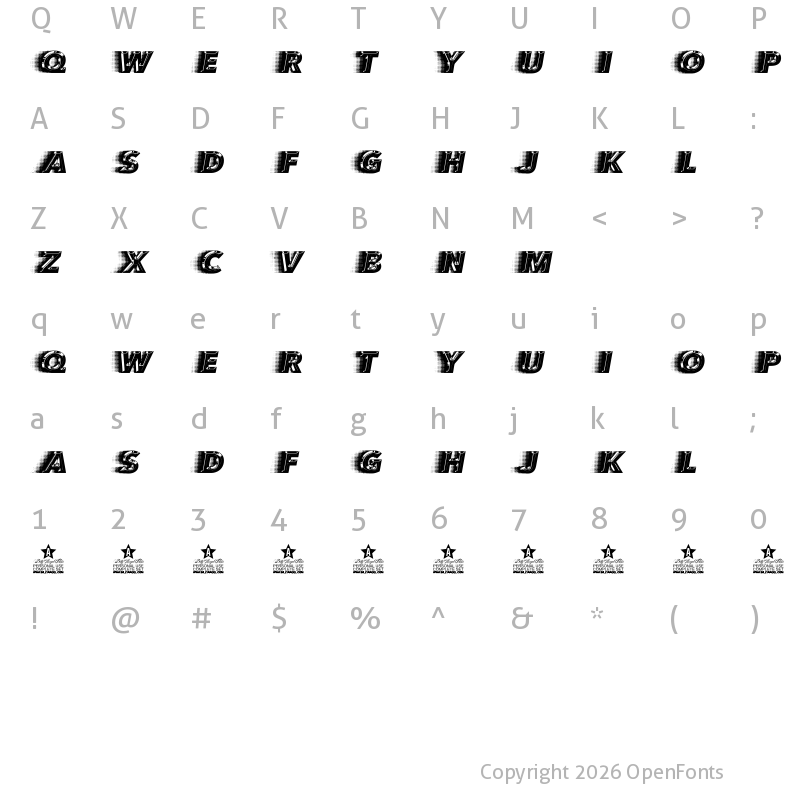 Character Map of QUICKSILVER SPACED Regular