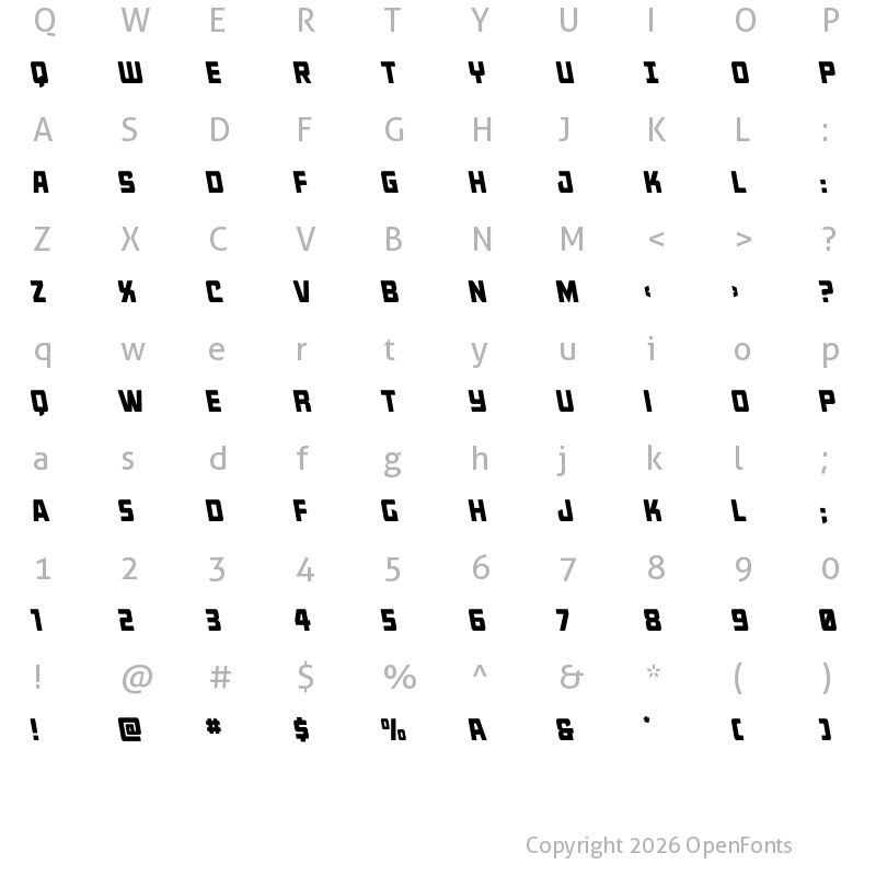 Character Map of Quicky Nick Leftalic Regular