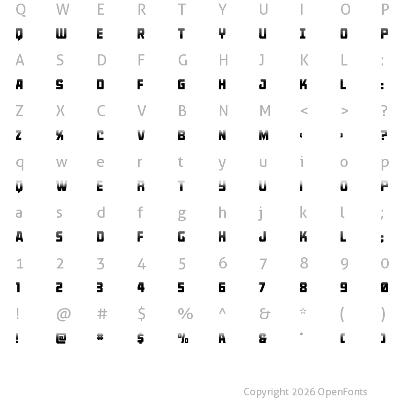 Character Map of Quicky Nick Straight Halftone Regular
