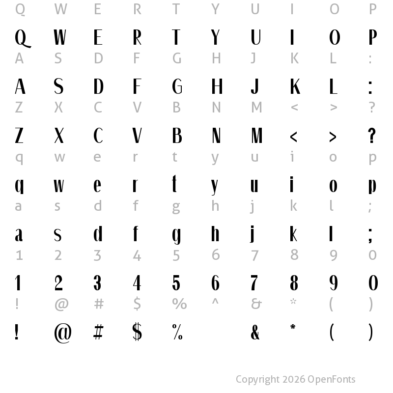 Character Map of Quiet Streets Regular
