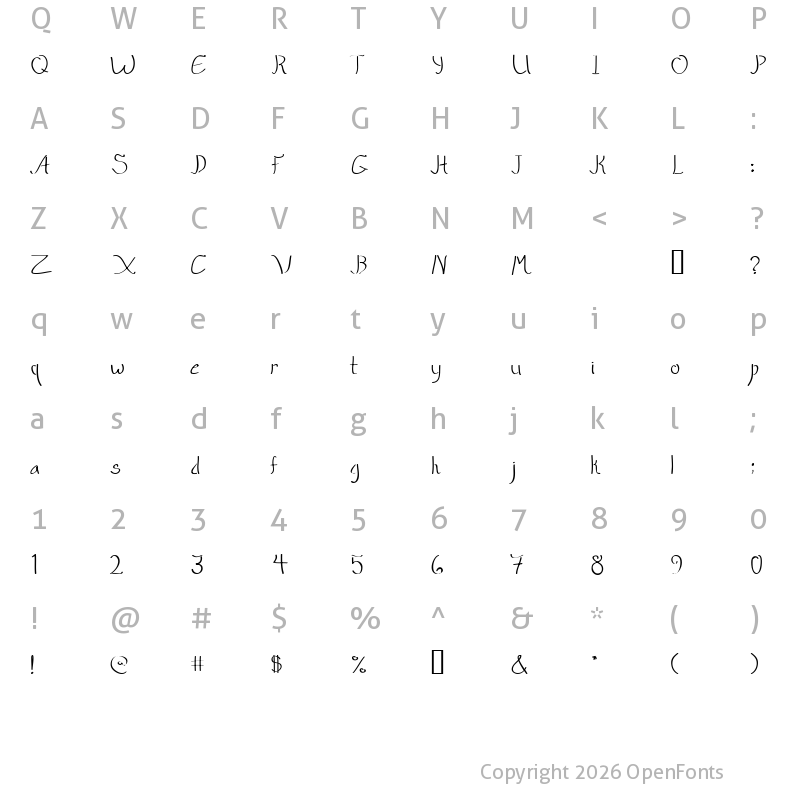 Character Map of QuikMarker Regular