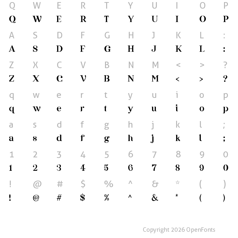 Character Map of Quillaja North Regular