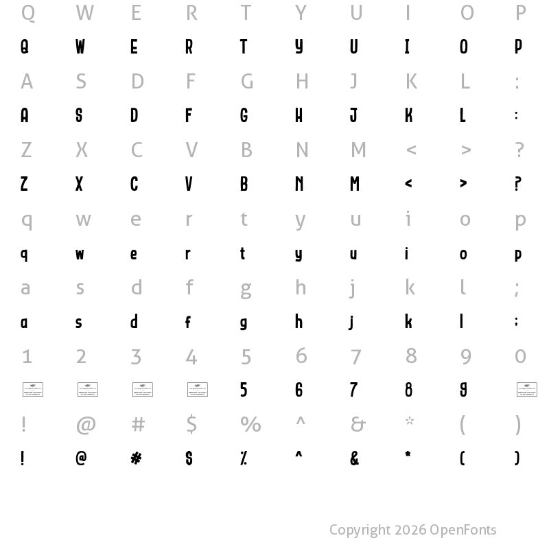 Character Map of QuillQuirk Regular