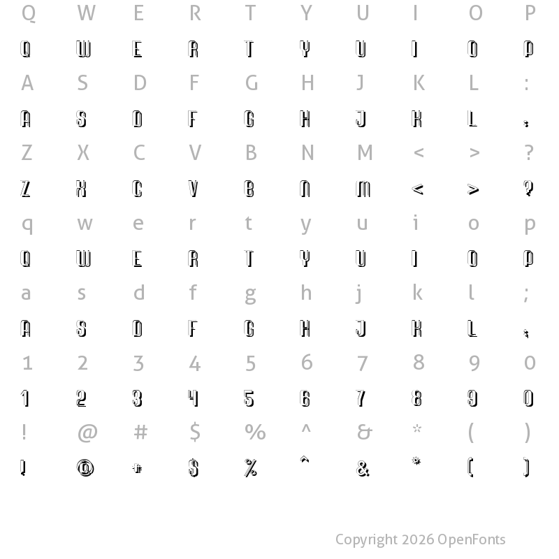 Character Map of Quimbie Shaddow Regular