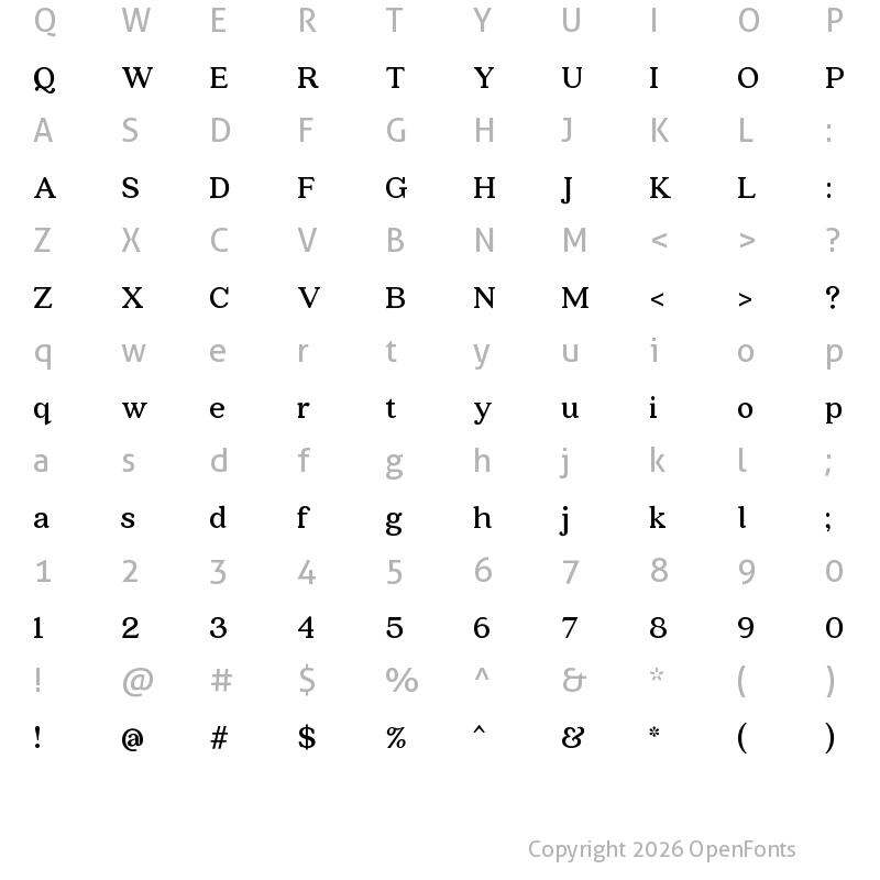 Character Map of Quincy CF Bold