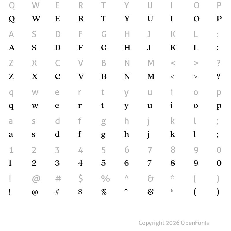 Character Map of Quincy CF Medium