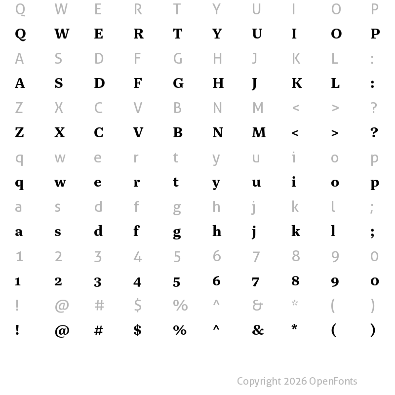 Character Map of Quinn Text Bold