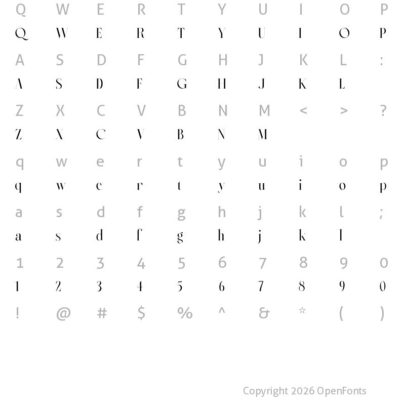 Character Map of Quirell Regular