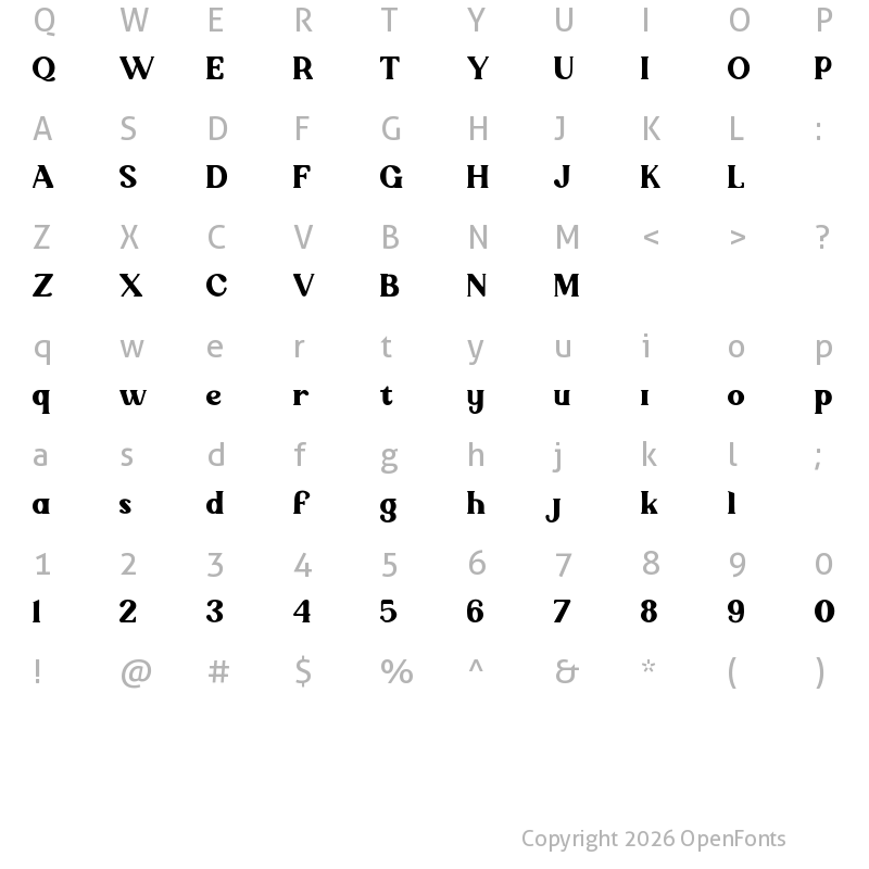 Character Map of Quitery Regular