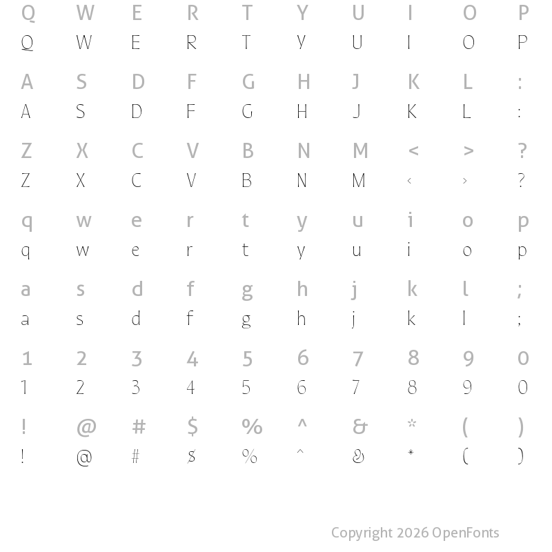 Character Map of Quiverleaf CF Light