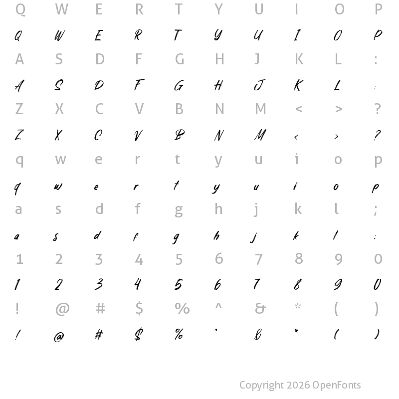 Character Map of Quizine Regular