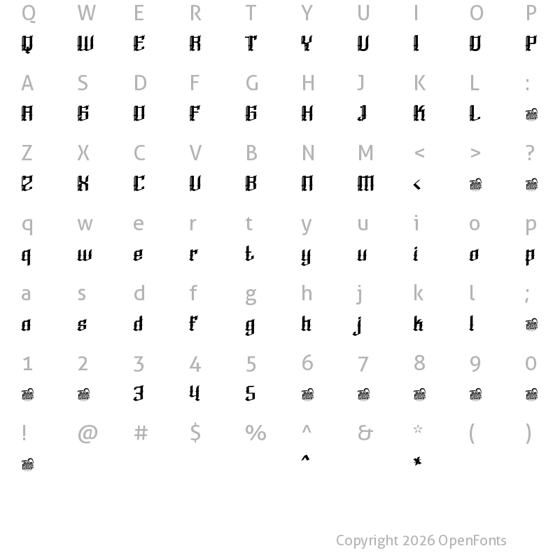 Character Map of QUKIHA Regular