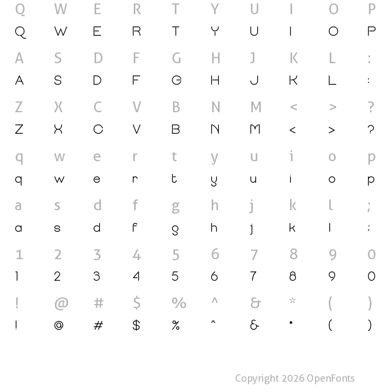 Character Map of Quostige Regular