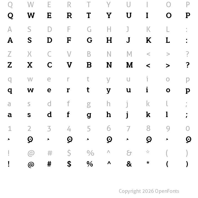 Character Map of Quotus Bold
