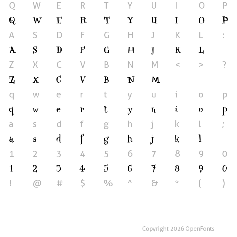 Character Map of Qwinkwell Regular