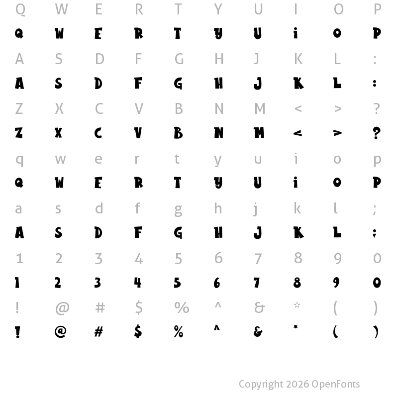 Character Map of Rabbito Regular