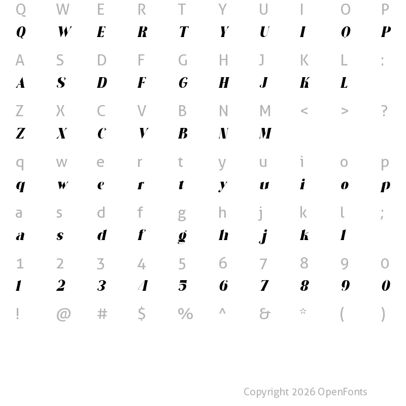 Character Map of Rabert Conan Bold Italic