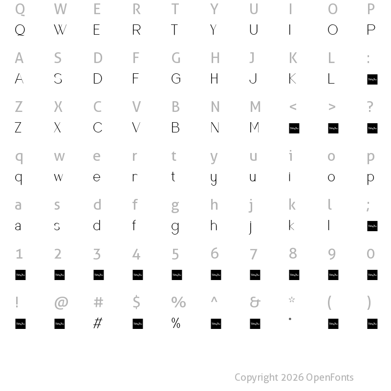Character Map of Raccosetta Demo