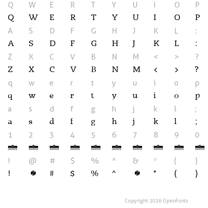 Character Map of Radcliffe Display Regular