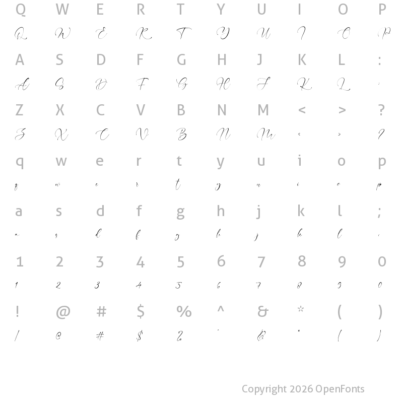 Character Map of Radella Tevy Regular