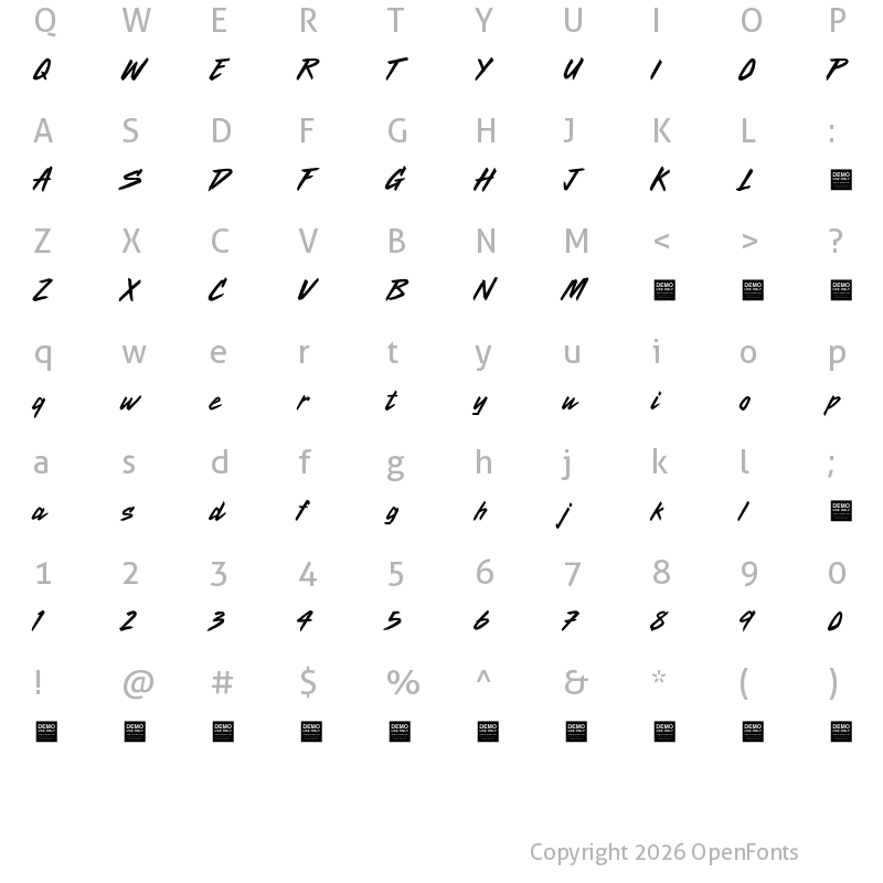 Character Map of Radio Active - Demo Regular