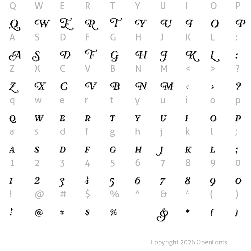 Character Map of Rafaella Regular Shadow