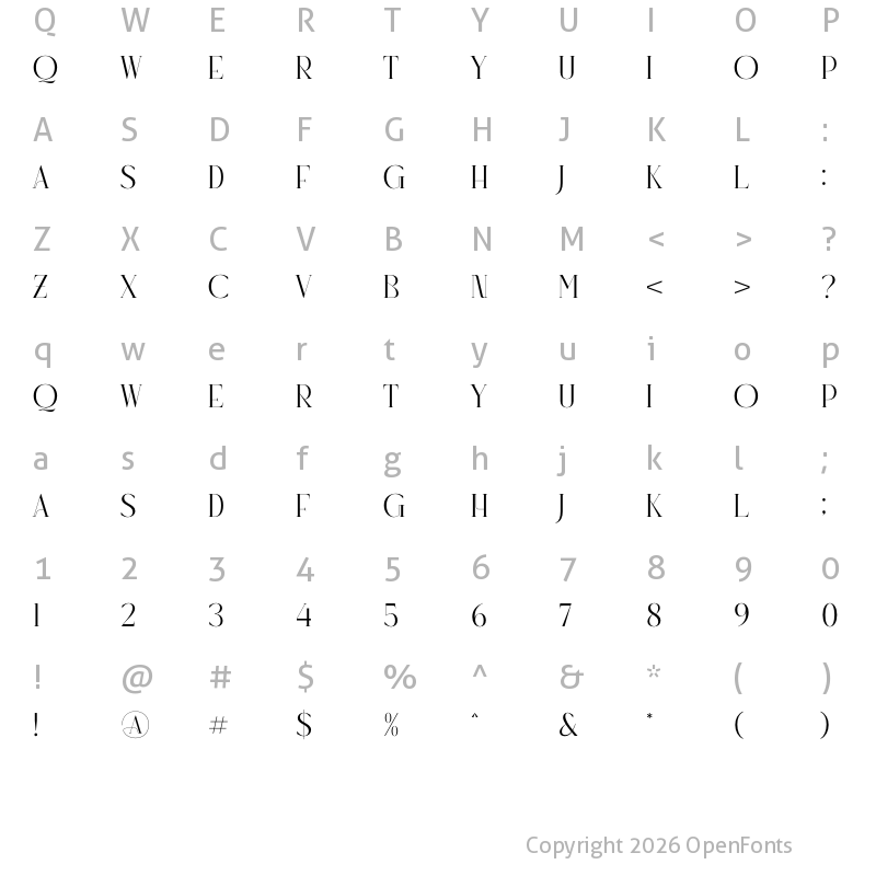 Character Map of Ragyola Regular