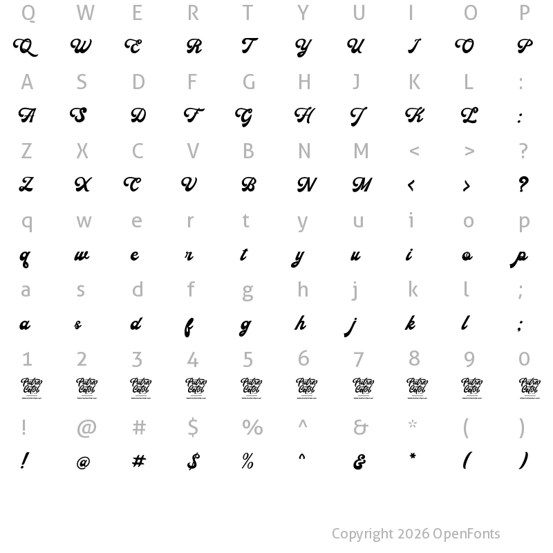 Character Map of Rahardian Regular