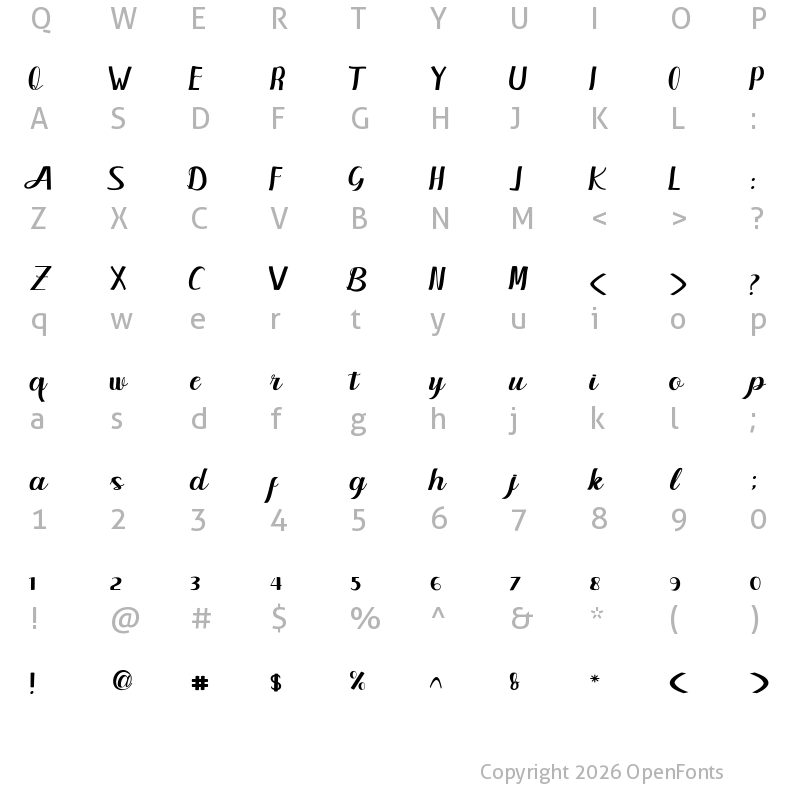 Character Map of Rahayu Regular