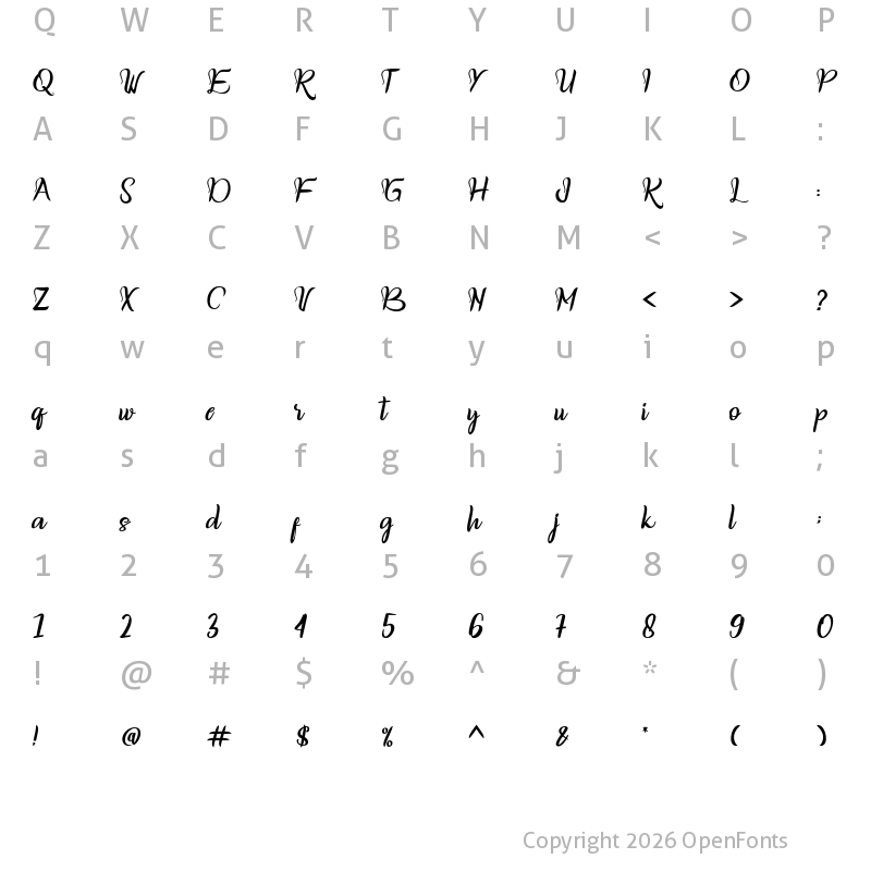 Character Map of Raidye Regular
